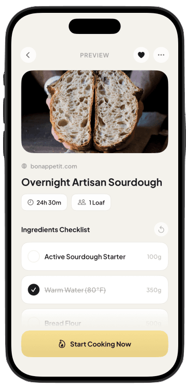 Mise iPhone recipe preview